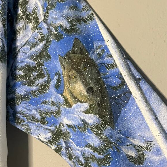 Vintage Artisans Sunschein Designs Wolf Scene Crewneck Sweatshirt XL Made in USA - Picture 5 of 6